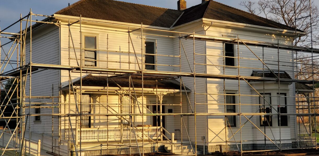 House with scaffolding